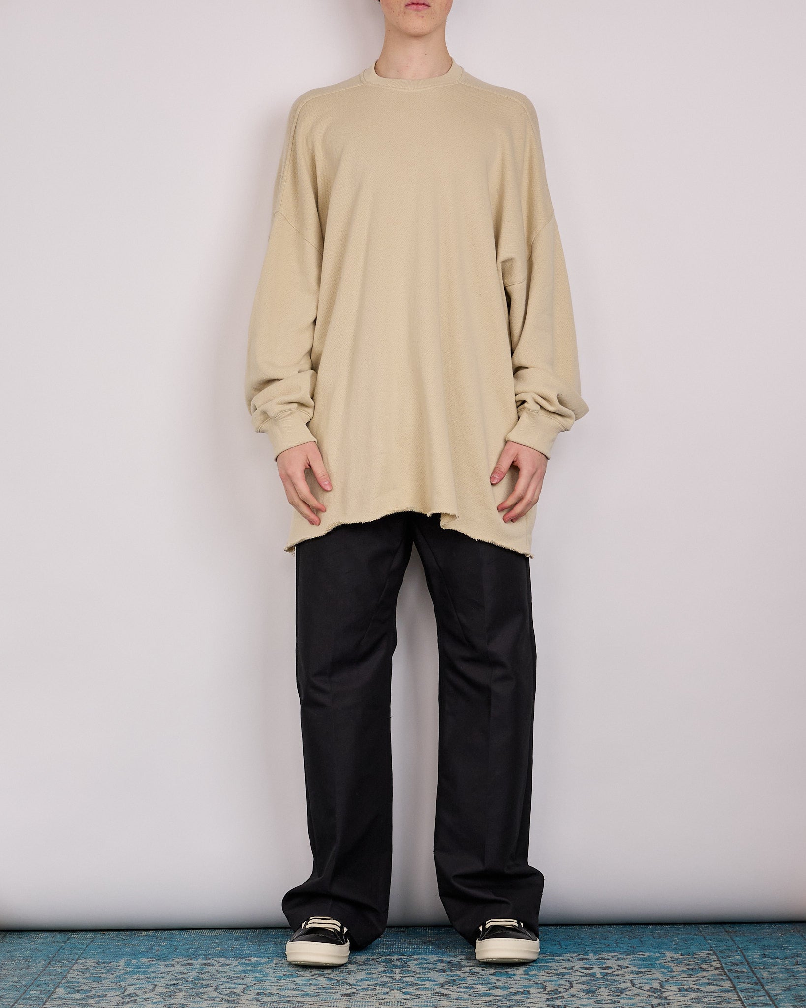 Rick Owens Tommy Long Sleeve T-Shirt Nep Terry Jersey Sand – LESS 17