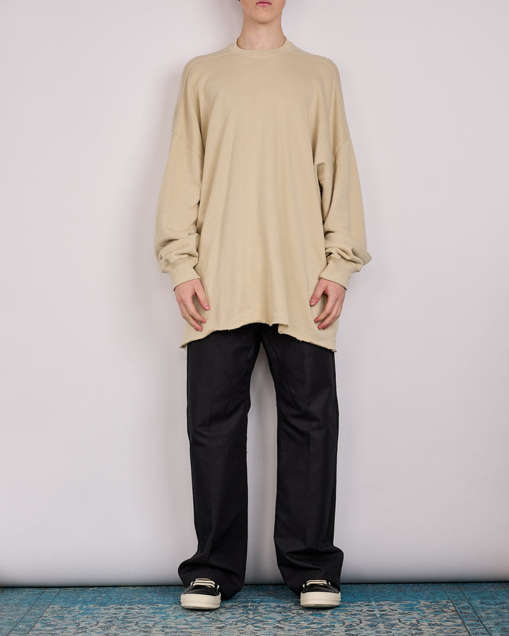 Rick Owens Tommy Long Sleeve T-Shirt Nep Terry Jersey Sand