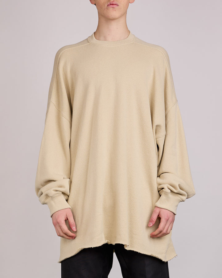 Rick Owens Tommy Long Sleeve T-Shirt Nep Terry Jersey Sand
