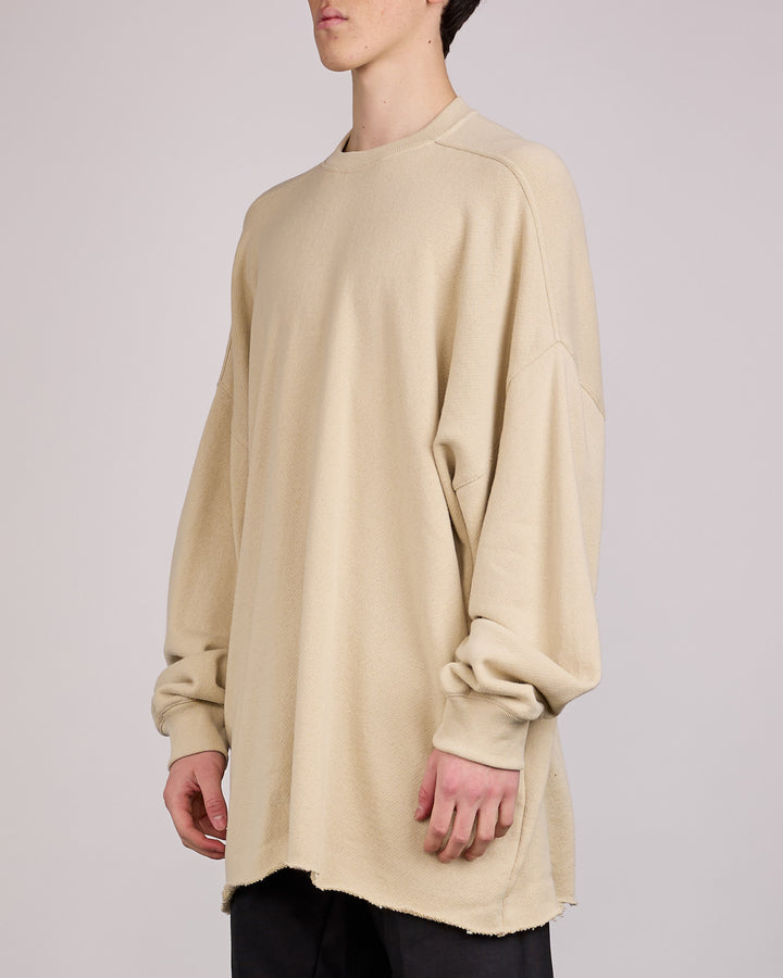Rick Owens Tommy Long Sleeve T-Shirt Nep Terry Jersey Sand