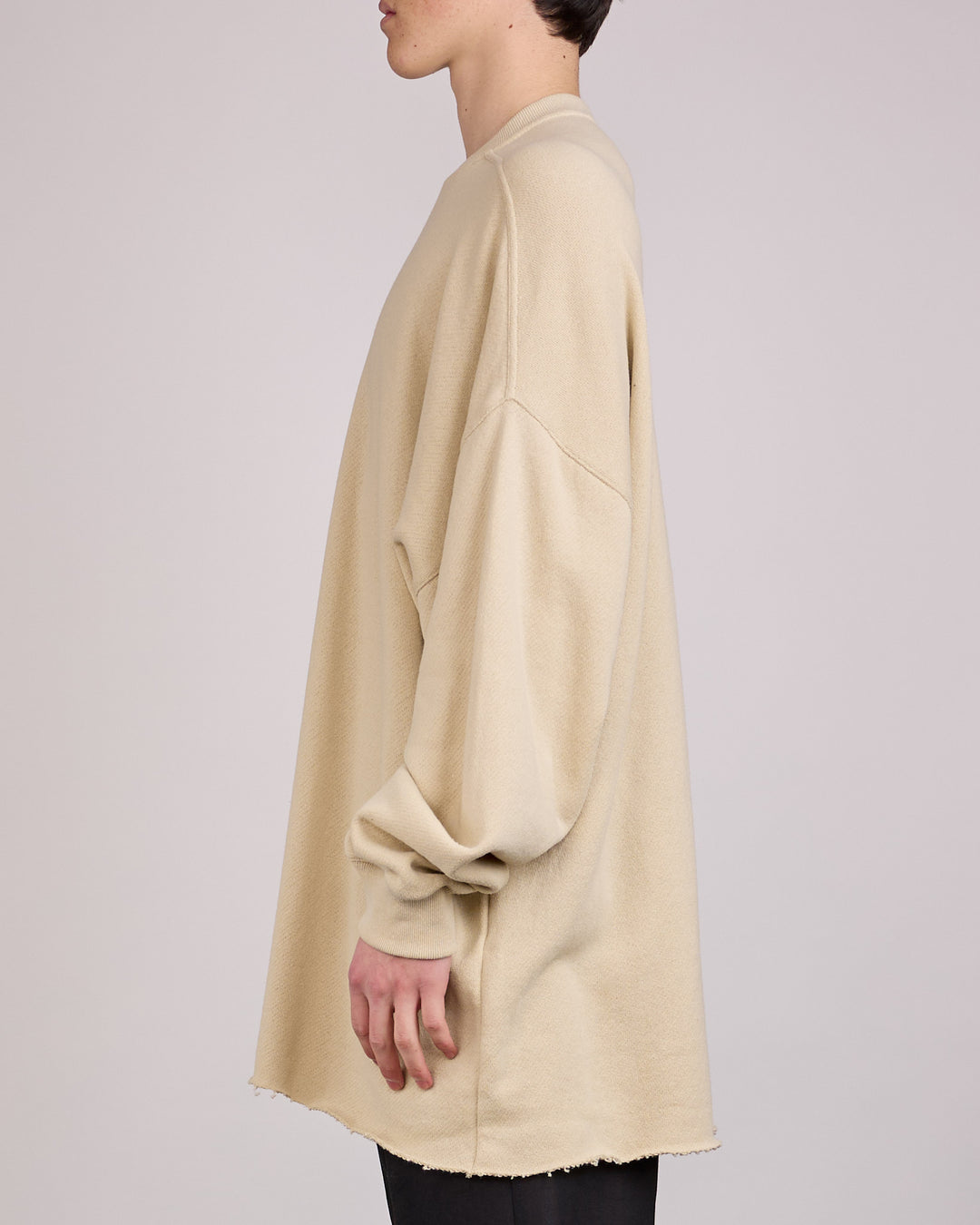 Rick Owens Tommy Long Sleeve T-Shirt Nep Terry Jersey Sand