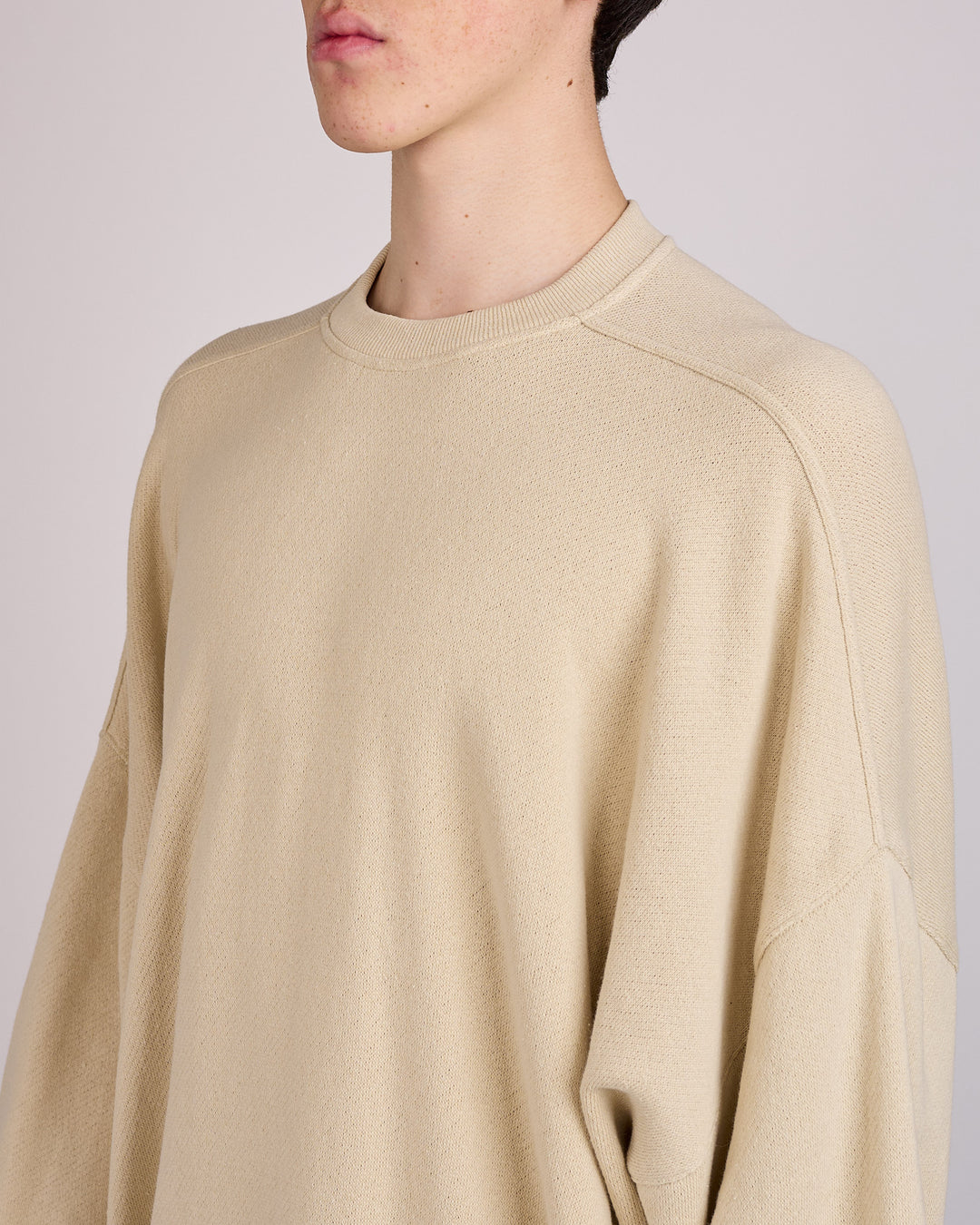 Rick Owens Tommy Long Sleeve T-Shirt Nep Terry Jersey Sand