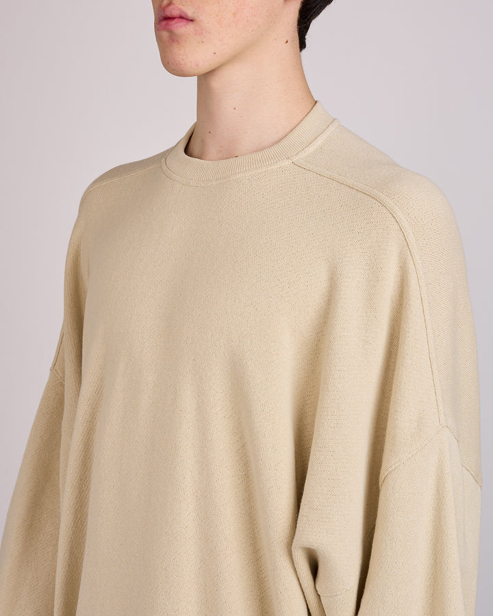 Rick Owens Tommy Long Sleeve T-Shirt Nep Terry Jersey Sand