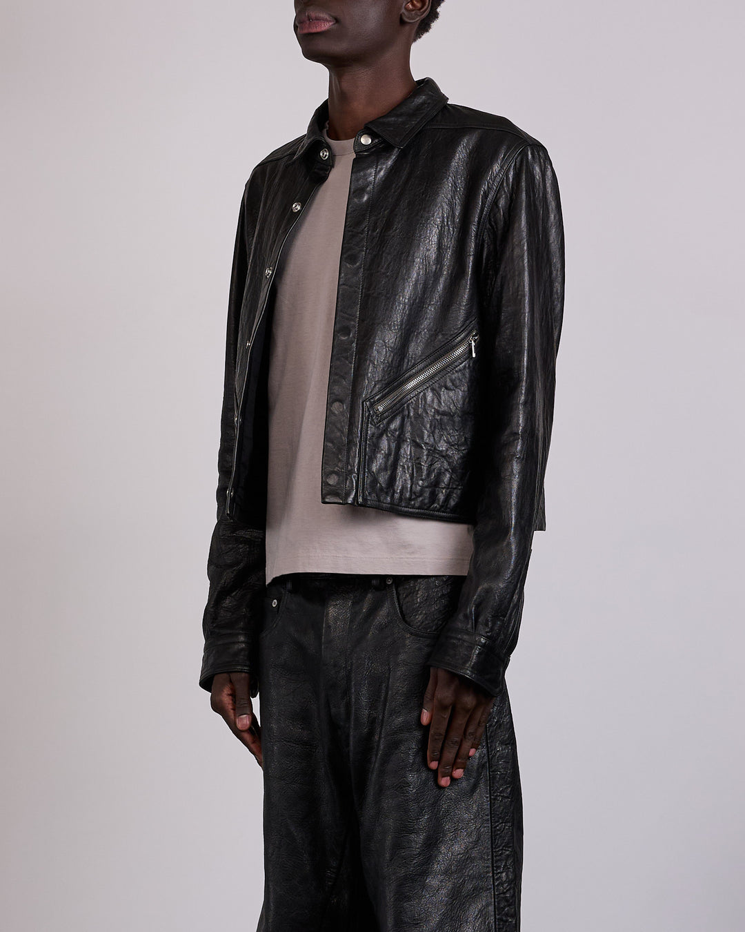Rick Owens Tour Alice Jacket Tumbled Lamb Leather Black