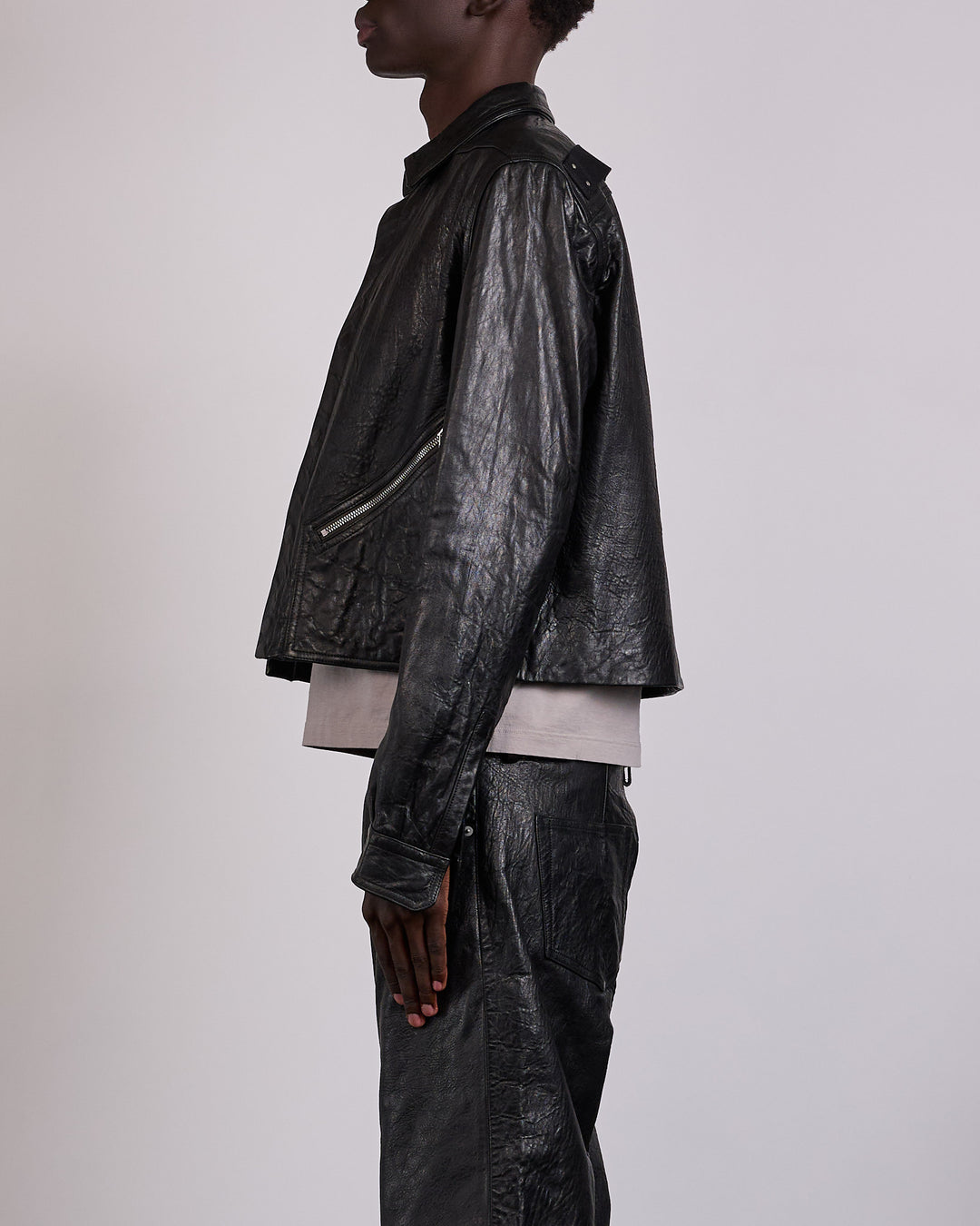 Rick Owens Tour Alice Jacket Tumbled Lamb Leather Black