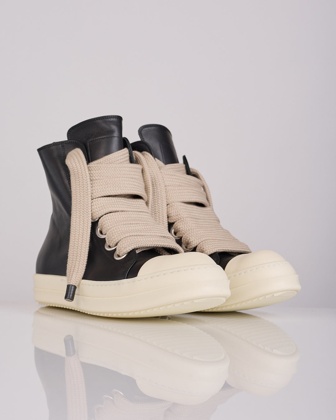 Rick Owens Tower Jumbolace Full Grain Sneaker Black Milk