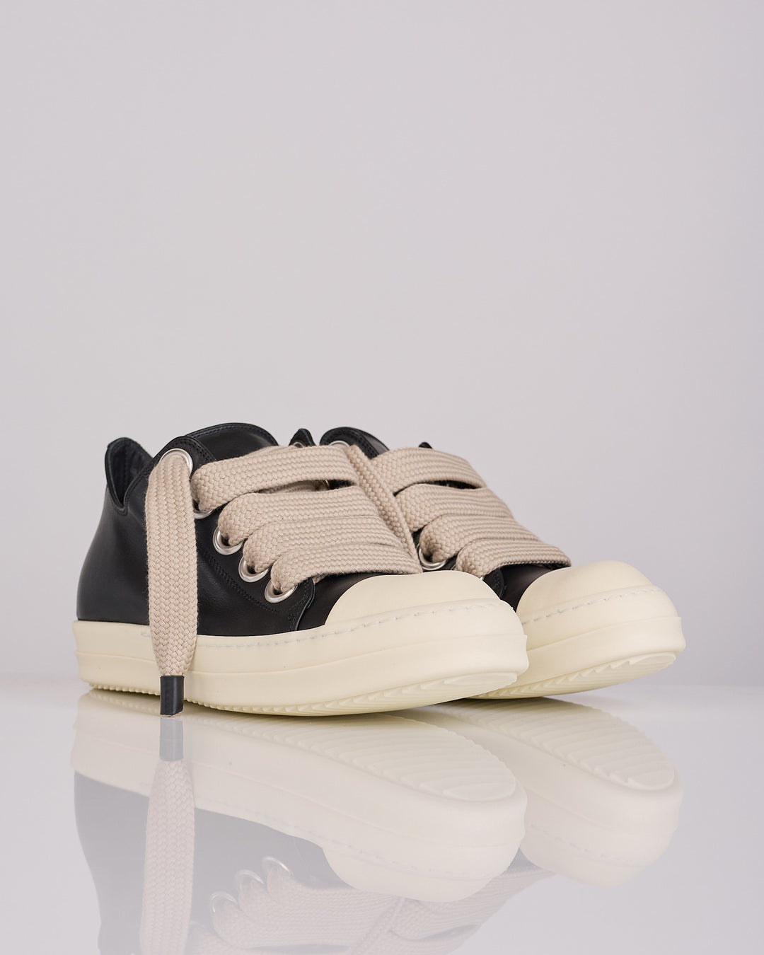 Rick Owens Tower Jumbolace Low Full Grain Sneaker Black Milk