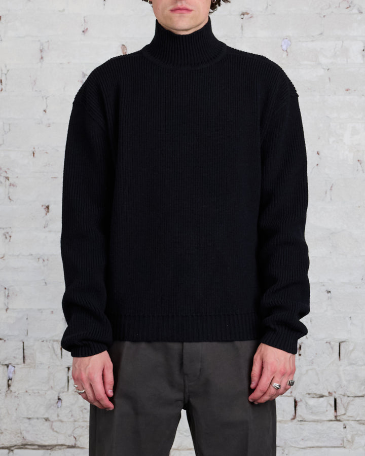 Rick Owens Turtleneck Heavy Wool Knit Black