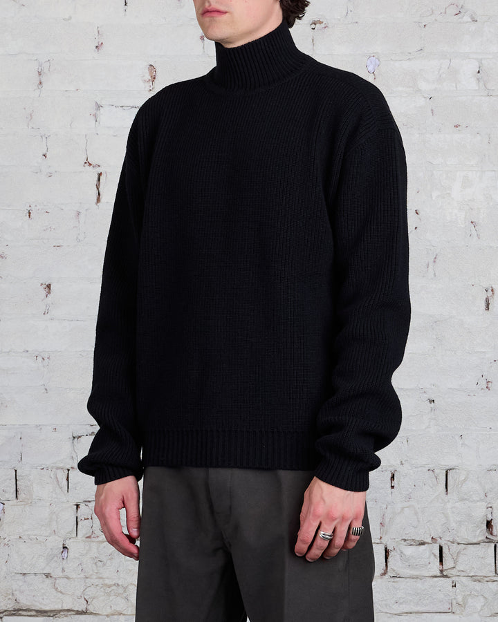 Rick Owens Turtleneck Heavy Wool Knit Black