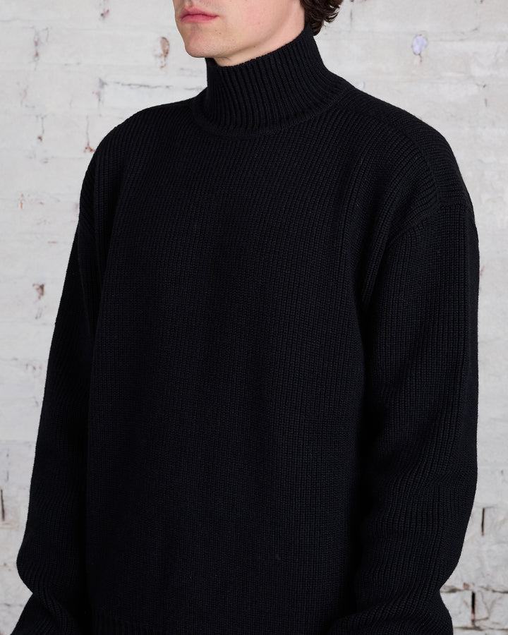 Rick Owens Turtleneck Heavy Wool Knit Black