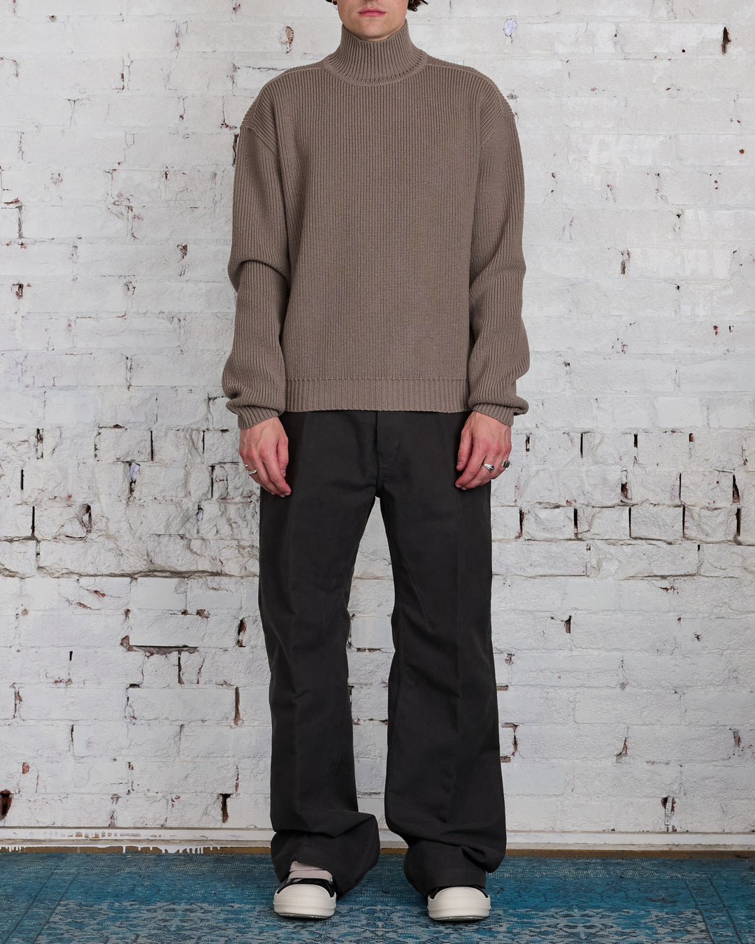 Rick Owens Turtleneck Heavy Wool Knit Dust