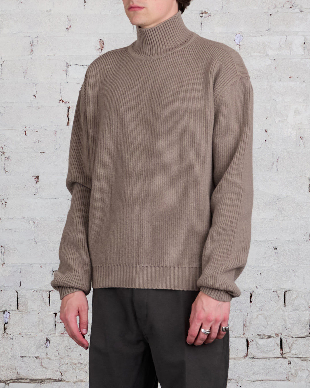 Rick Owens Turtleneck Heavy Wool Knit Dust