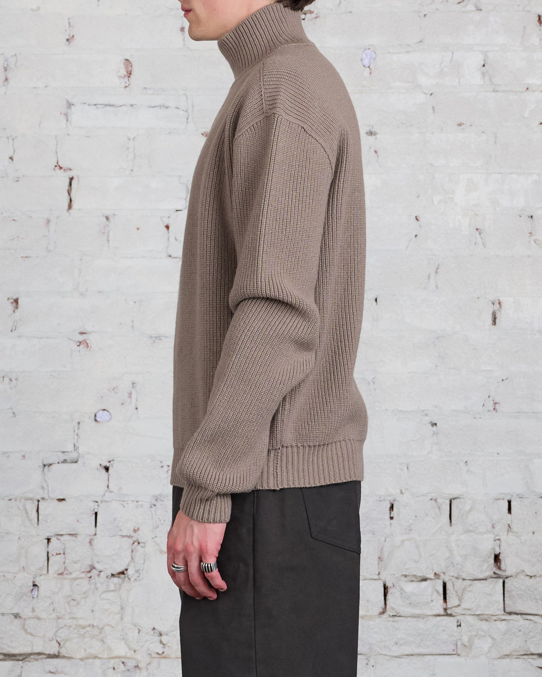 Rick Owens Turtleneck Heavy Wool Knit Dust