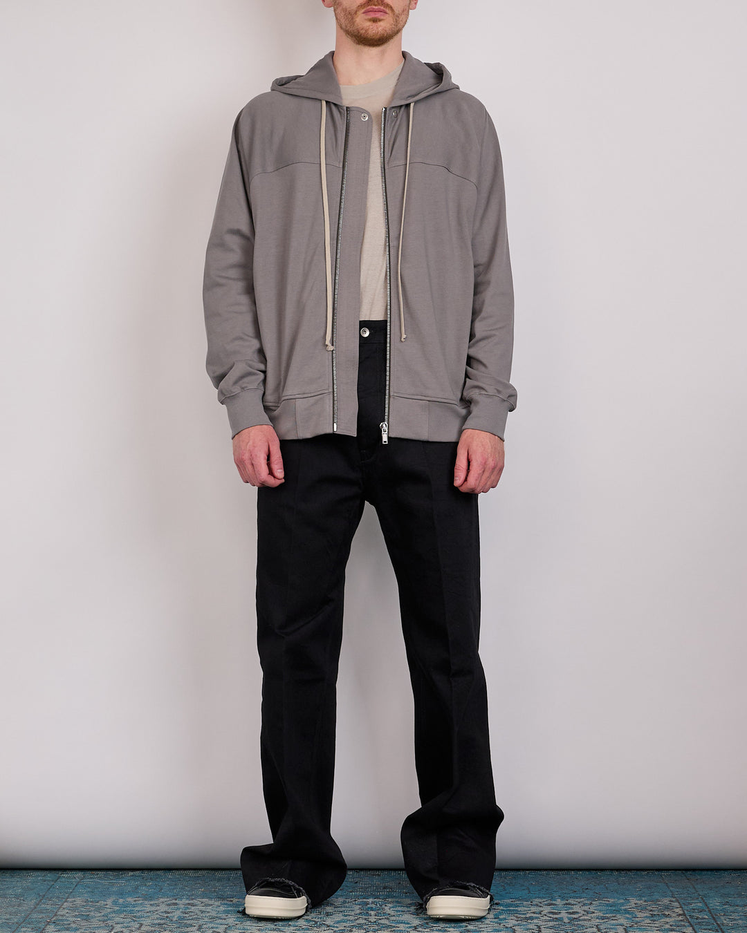 Rick Owens Windbreaker Zip Hoodie BA Heavy Jersey Steel