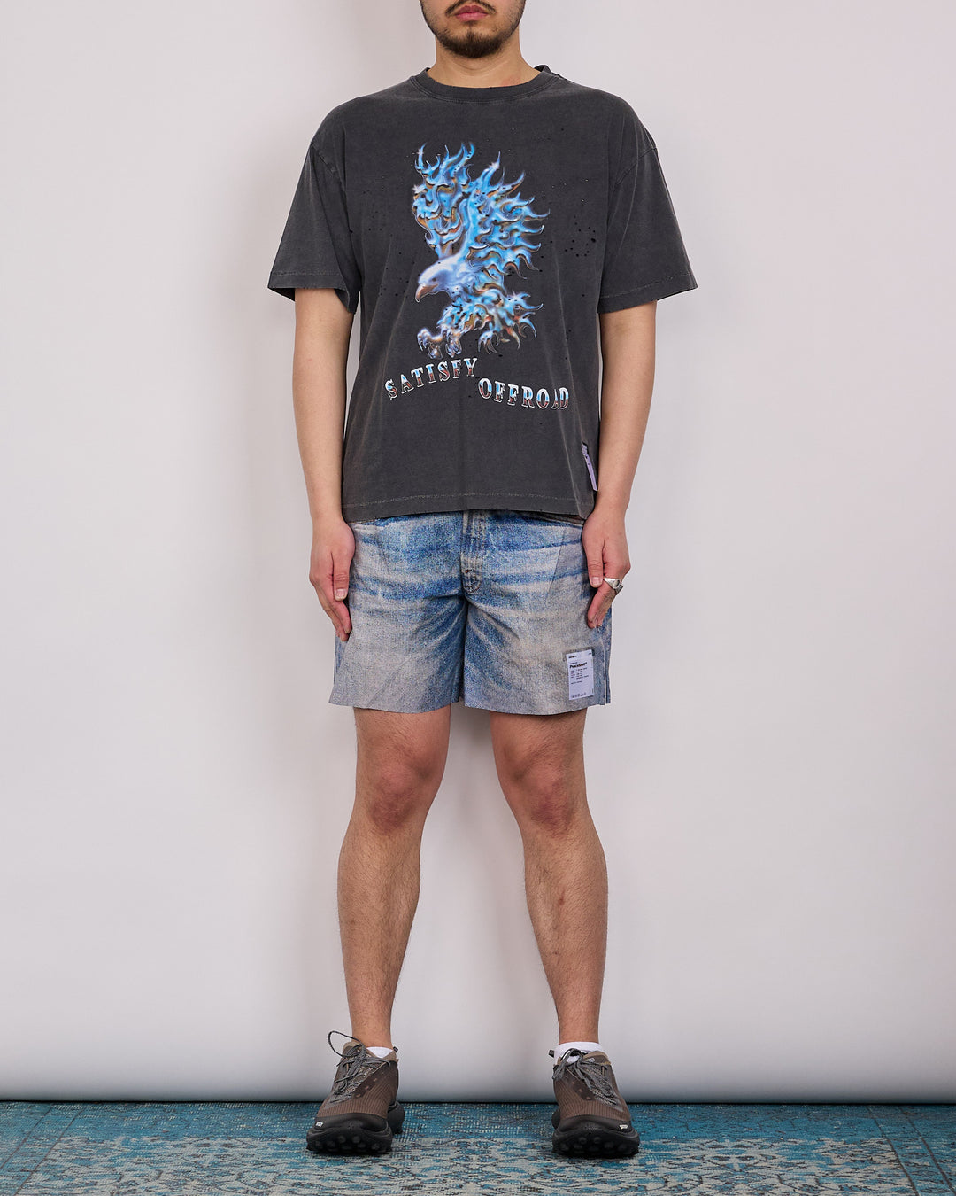 SATISFY MothTech Blue Eagle T-Shirt Aged Black