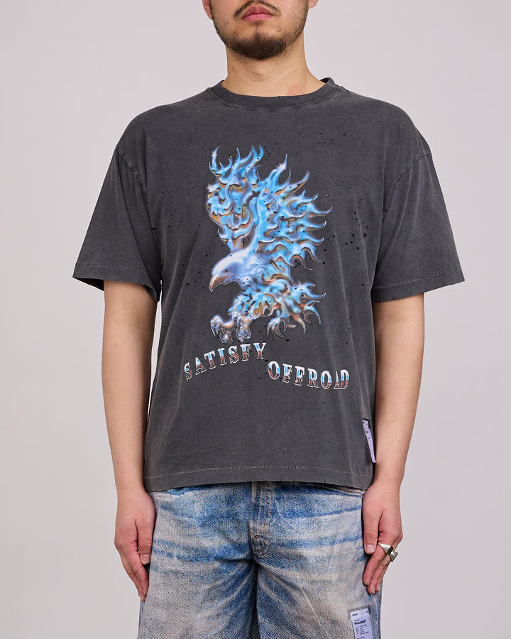 SATISFY MothTech Blue Eagle T-Shirt Aged Black