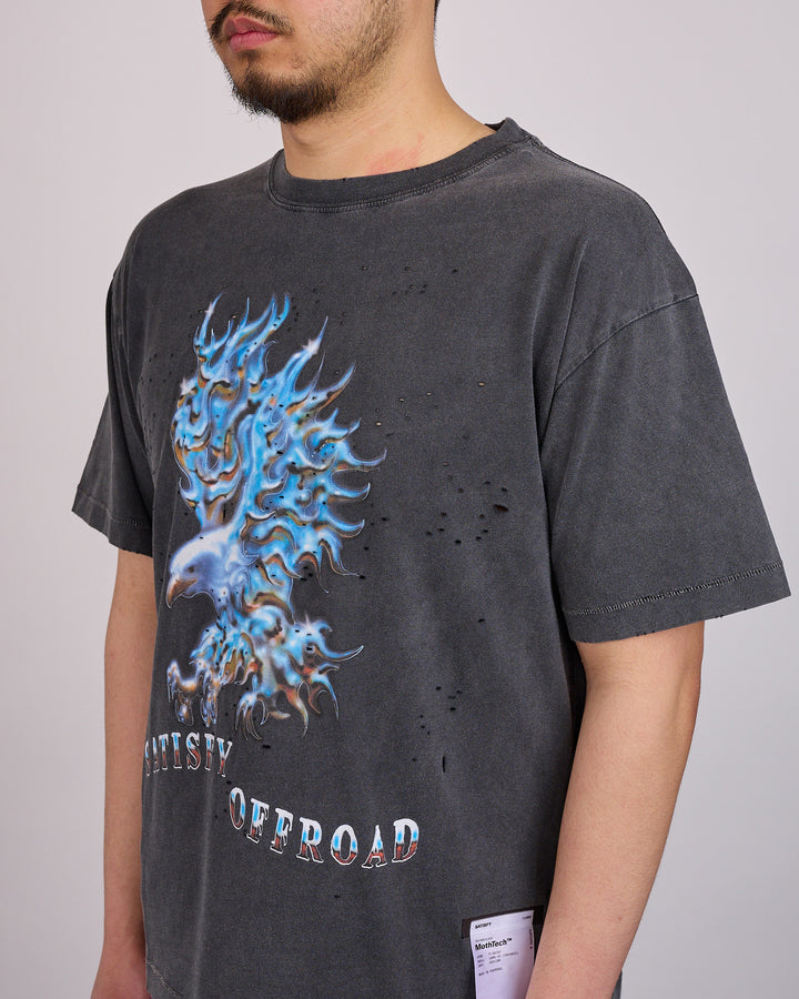 SATISFY MothTech Blue Eagle T-Shirt Aged Black