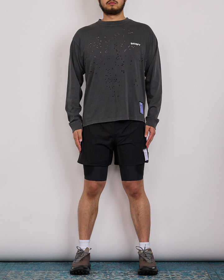 SATISFY MothTech Chest Logo Long T-Shirt Aged Black