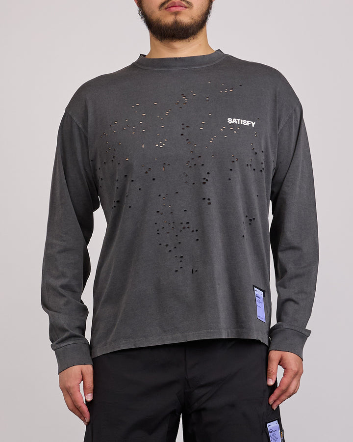 SATISFY MothTech Chest Logo Long T-Shirt Aged Black