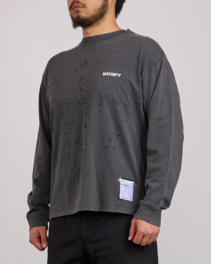 SATISFY MothTech Chest Logo Long T-Shirt Aged Black