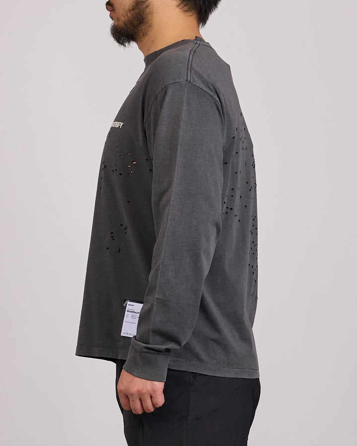 SATISFY MothTech Chest Logo Long T-Shirt Aged Black