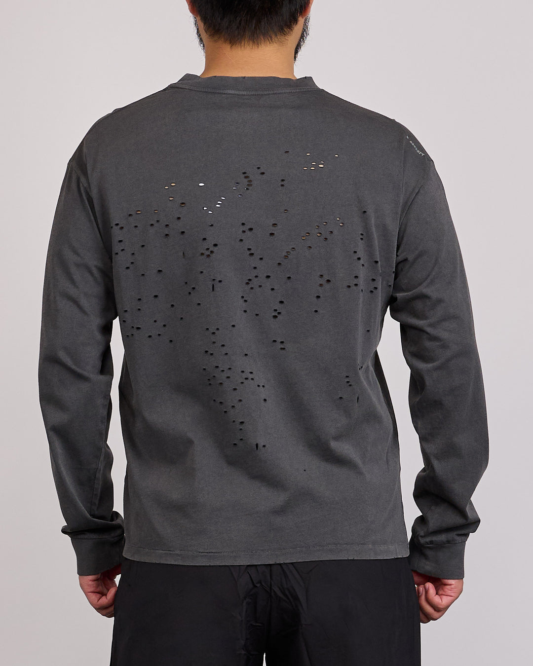 SATISFY MothTech Chest Logo Long T-Shirt Aged Black