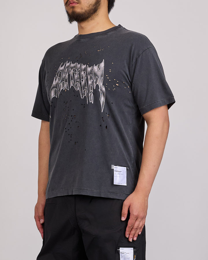 SATISFY MothTech Graphic T-Shirt Faded Black Airbrush Glitter