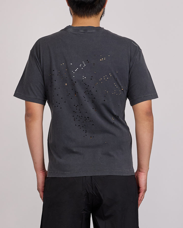 SATISFY MothTech Graphic T-Shirt Faded Black Airbrush Glitter
