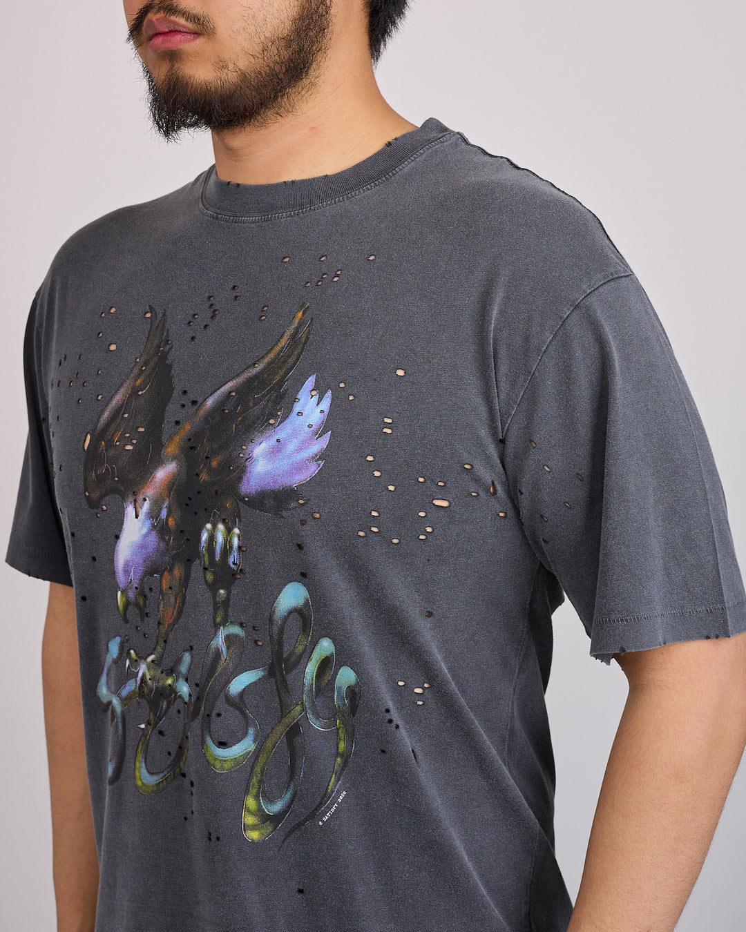 SATISFY MothTech Graphic T-Shirt Faded Black Eagle