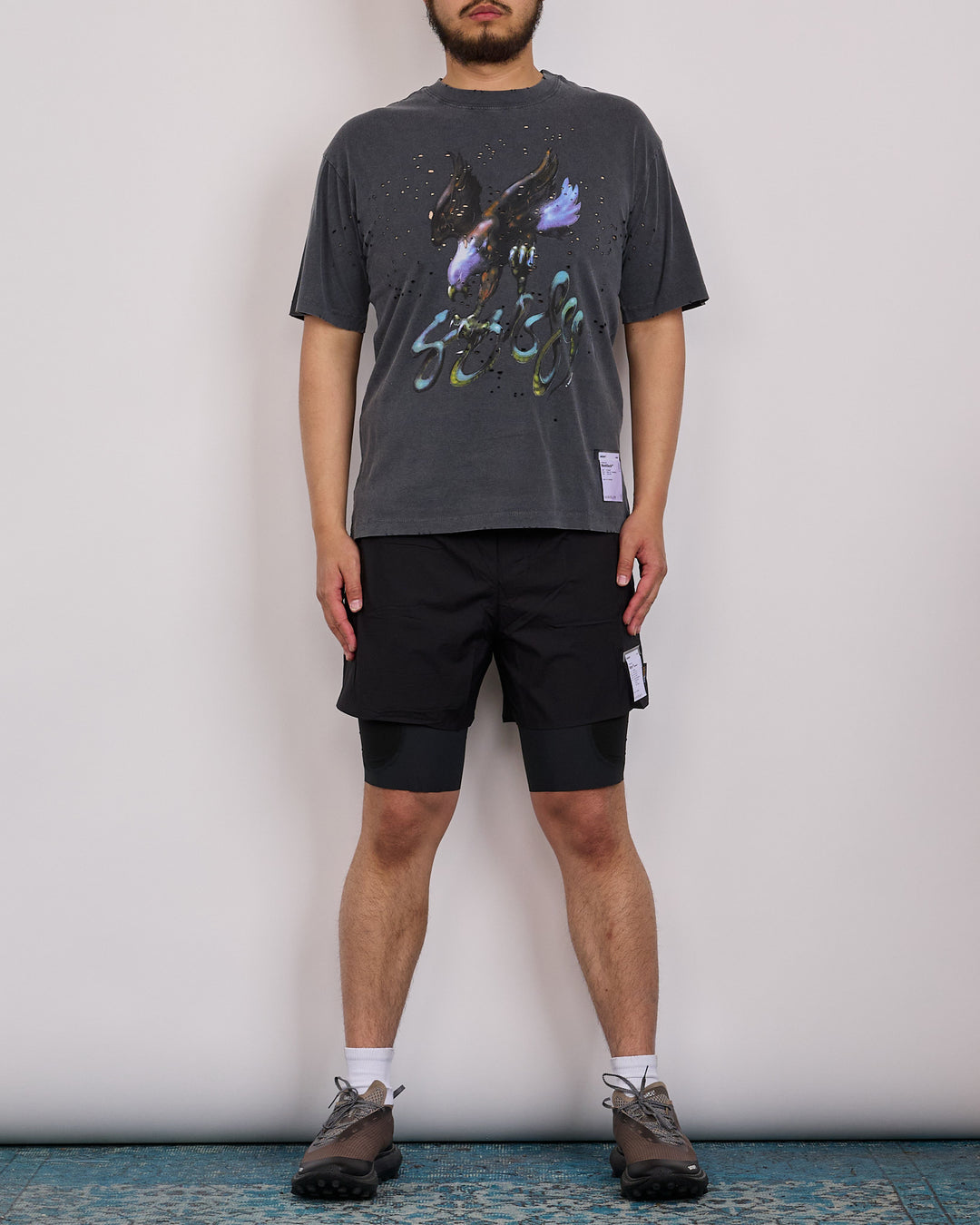 SATISFY MothTech Graphic T-Shirt Faded Black Eagle