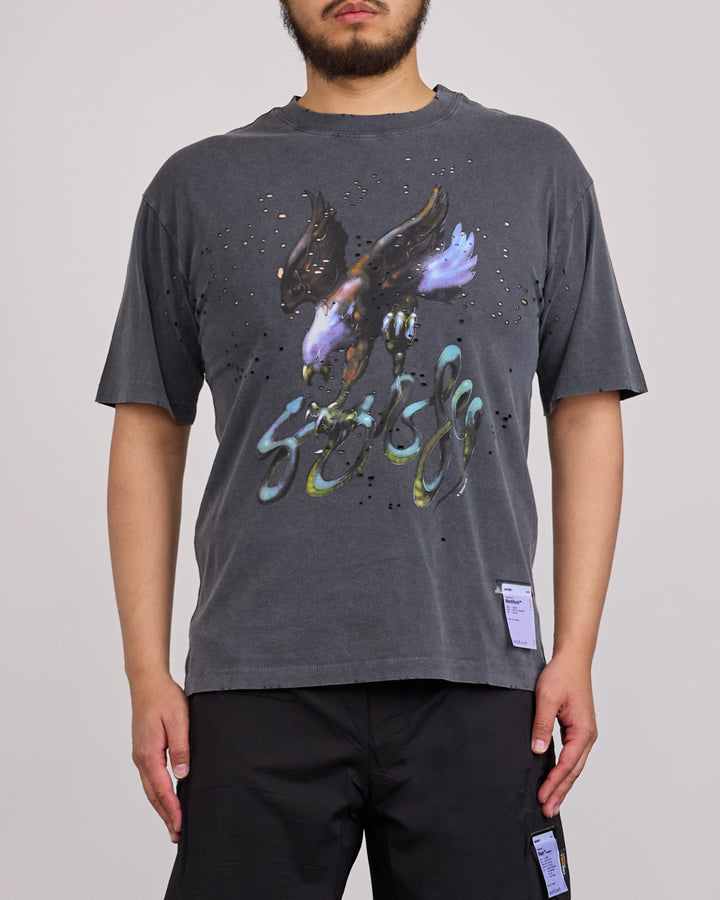 SATISFY MothTech Graphic T-Shirt Faded Black Eagle