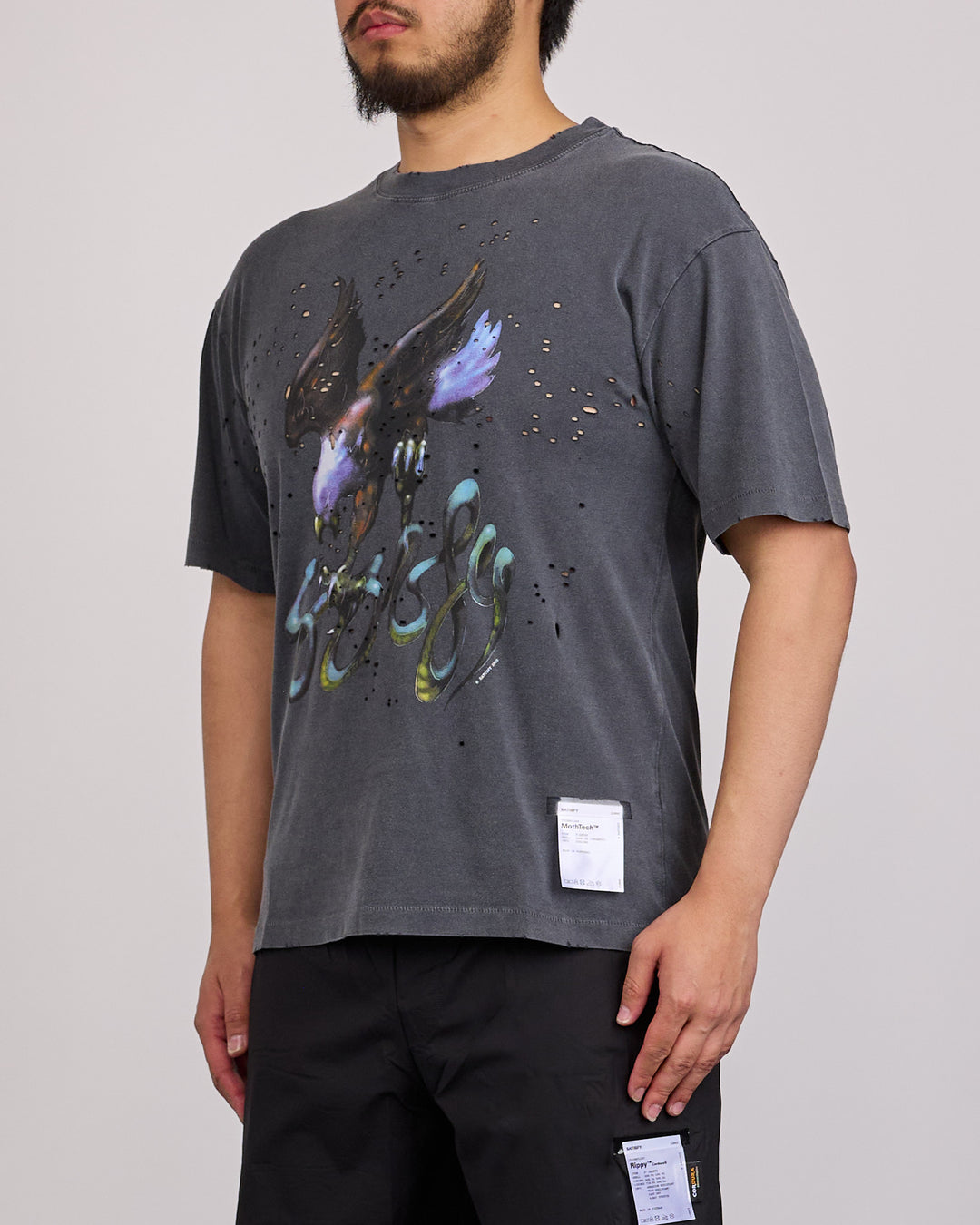 SATISFY MothTech Graphic T-Shirt Faded Black Eagle