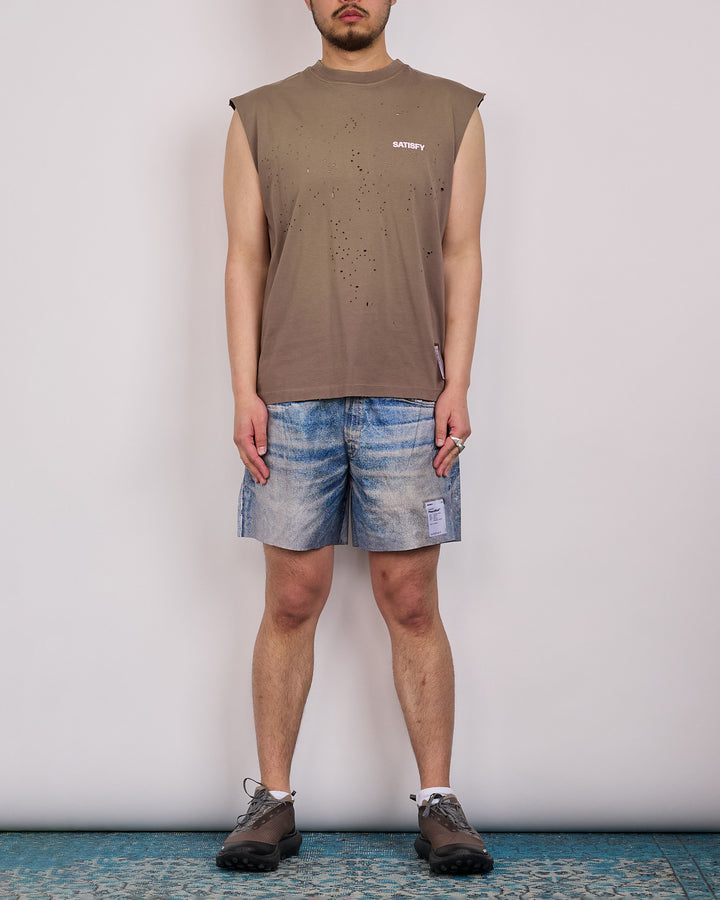 SATISFY MothTech Muscle Sleeveless Logo T-Shirt Sun Bleached Falcon
