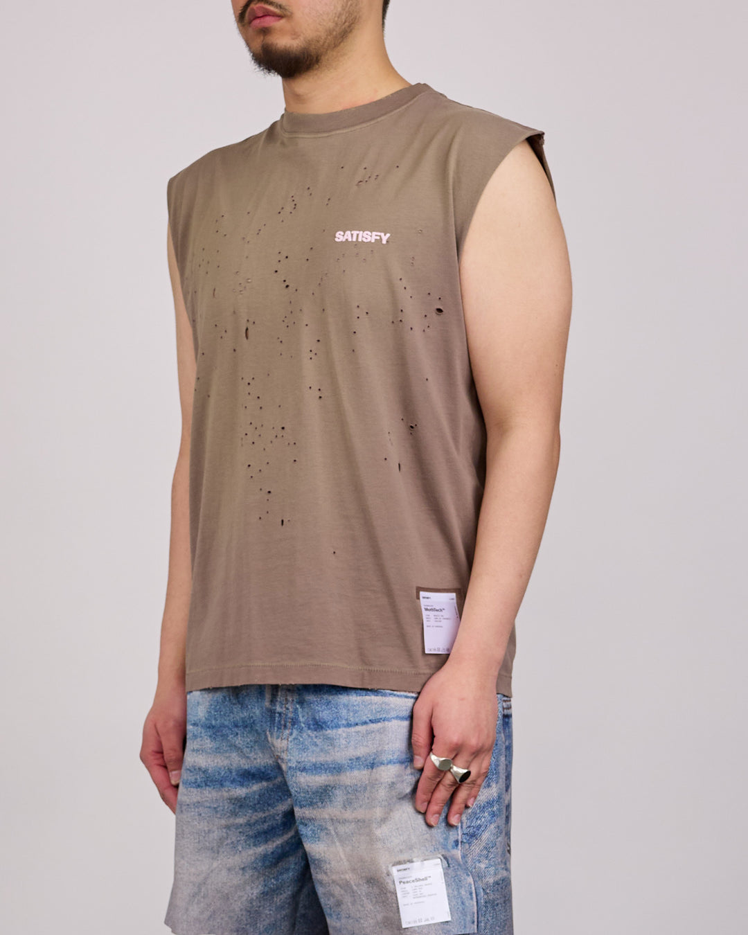 SATISFY MothTech Muscle Sleeveless Logo T-Shirt Sun Bleached Falcon