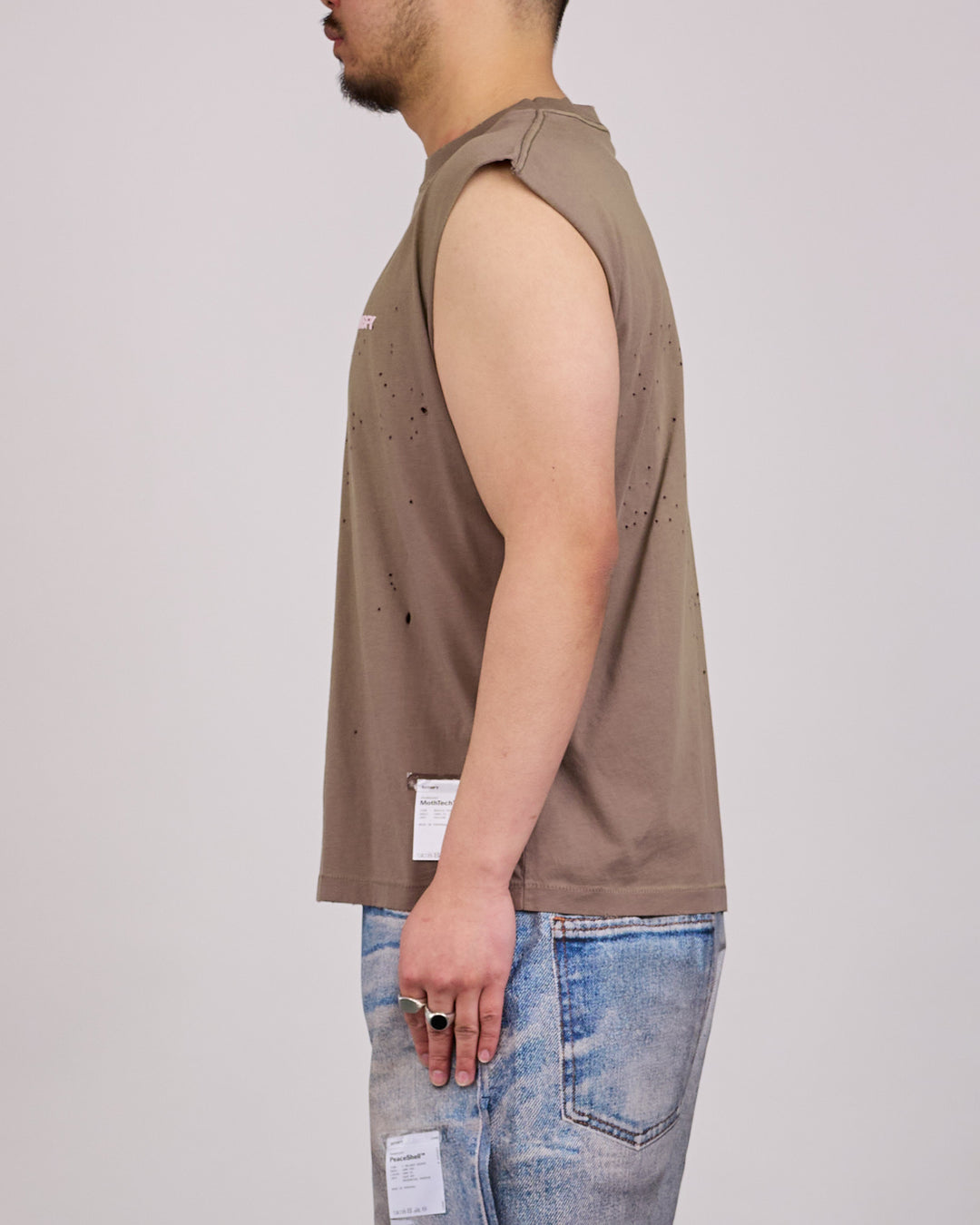 SATISFY MothTech Muscle Sleeveless Logo T-Shirt Sun Bleached Falcon