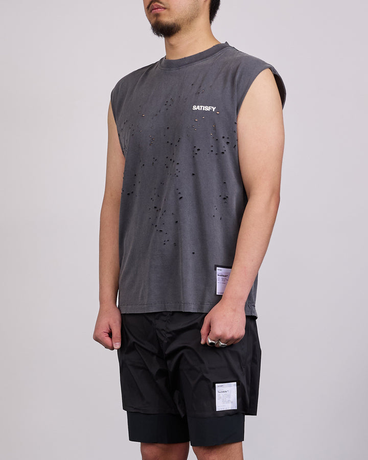 SATISFY MothTech Muscle T-Shirt Small Logo Aged Black