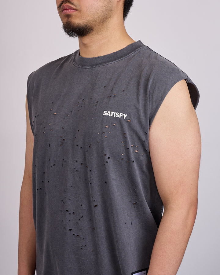 SATISFY MothTech Muscle T-Shirt Small Logo Aged Black