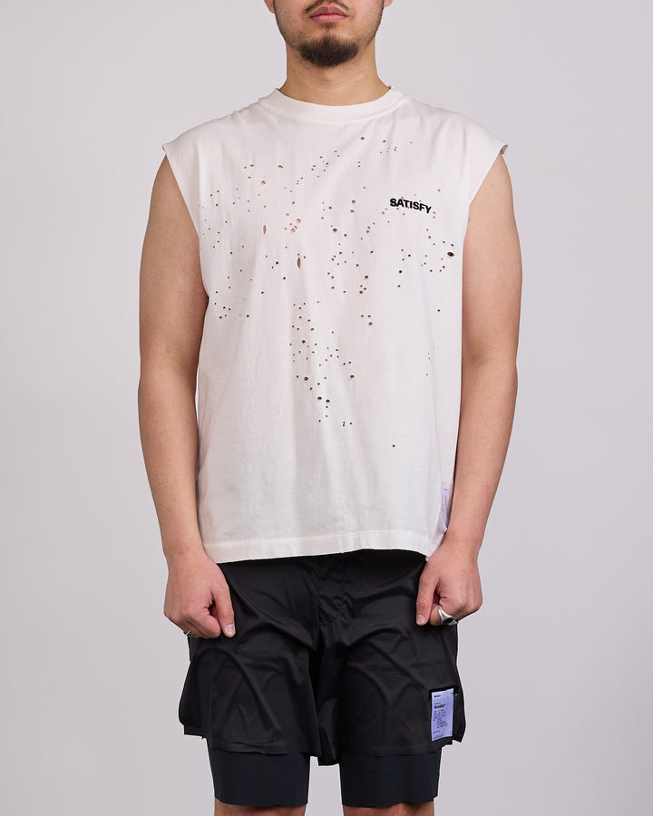 SATISFY MothTech Muscle T-Shirt Small Logo Aged Ecru