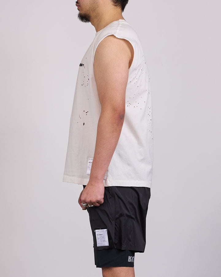 SATISFY MothTech Muscle T-Shirt Small Logo Aged Ecru