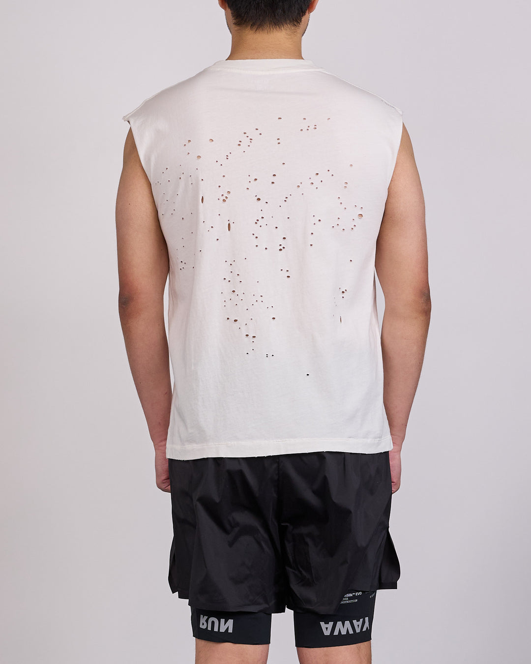 SATISFY MothTech Muscle T-Shirt Small Logo Aged Ecru