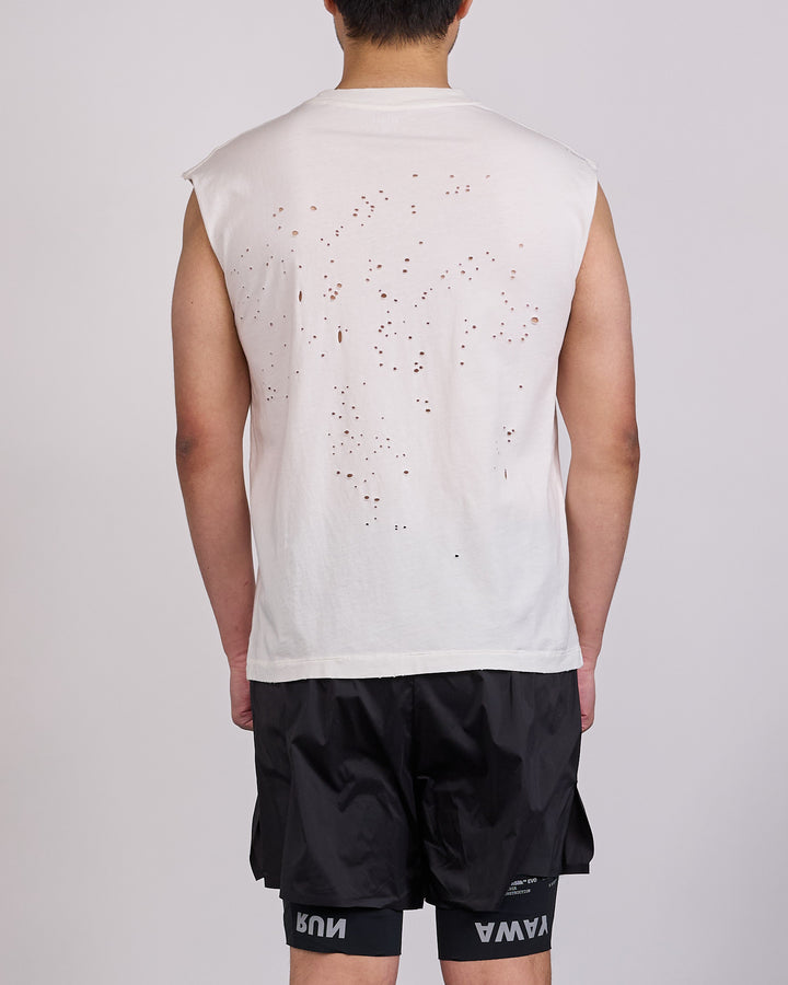 SATISFY MothTech Muscle T-Shirt Small Logo Aged Ecru