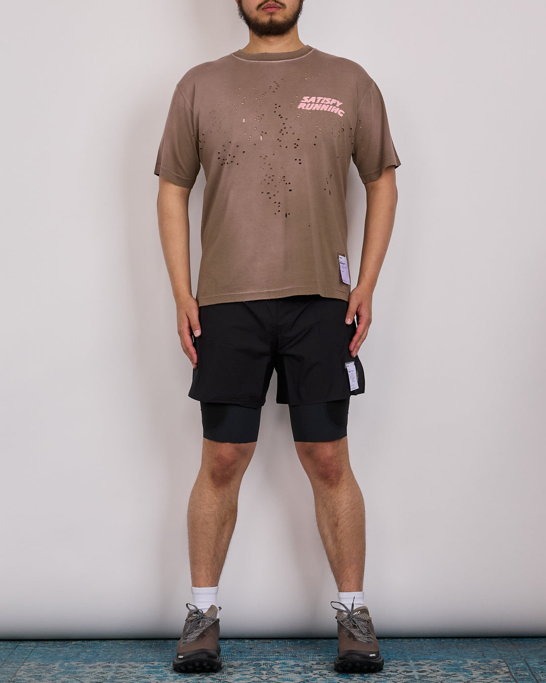 SATISFY MothTech Running Graphic T-Shirt Sunbleached Rain Drum Water