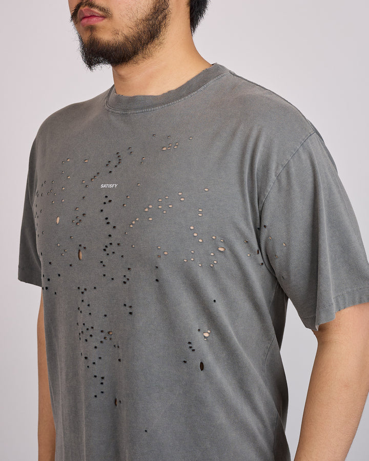SATISFY MothTech Small Center Logo T-Shirt Faded Black