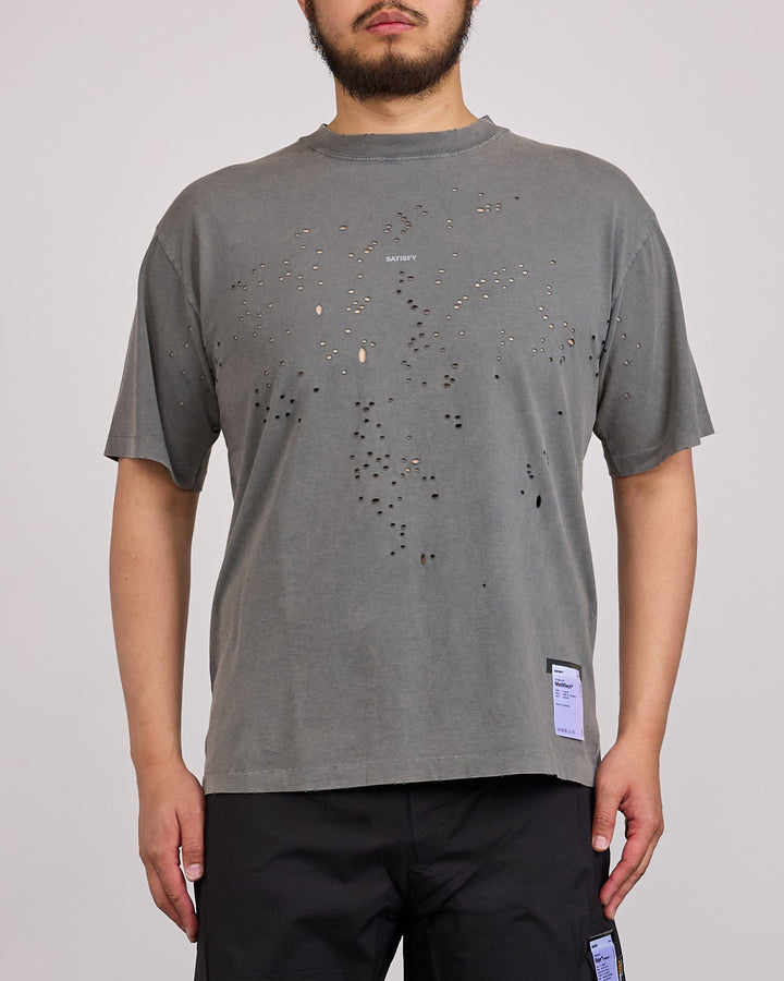 SATISFY MothTech Small Center Logo T-Shirt Faded Black
