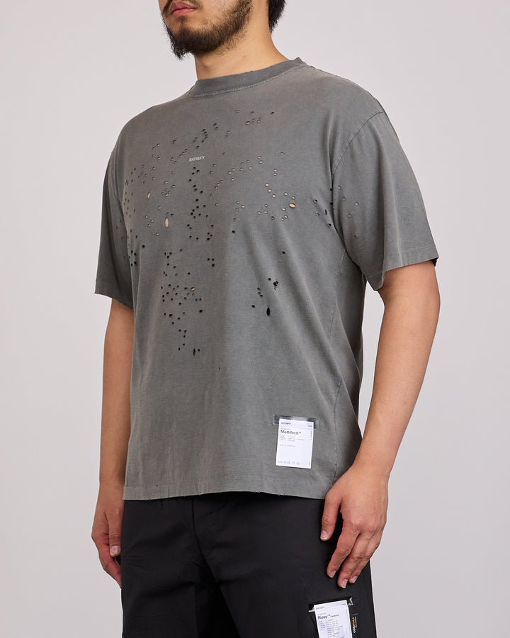 SATISFY MothTech Small Center Logo T-Shirt Faded Black