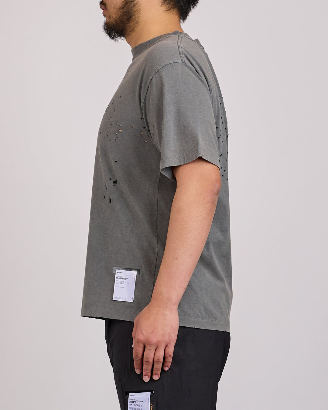 SATISFY MothTech Small Center Logo T-Shirt Faded Black