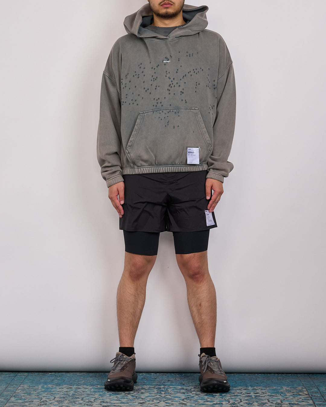 SATISFY MothTech Small Logo Hoodie Faded Black