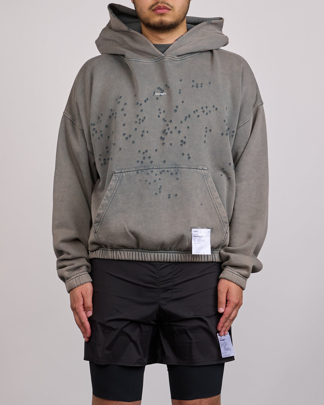 SATISFY MothTech Small Logo Hoodie Faded Black