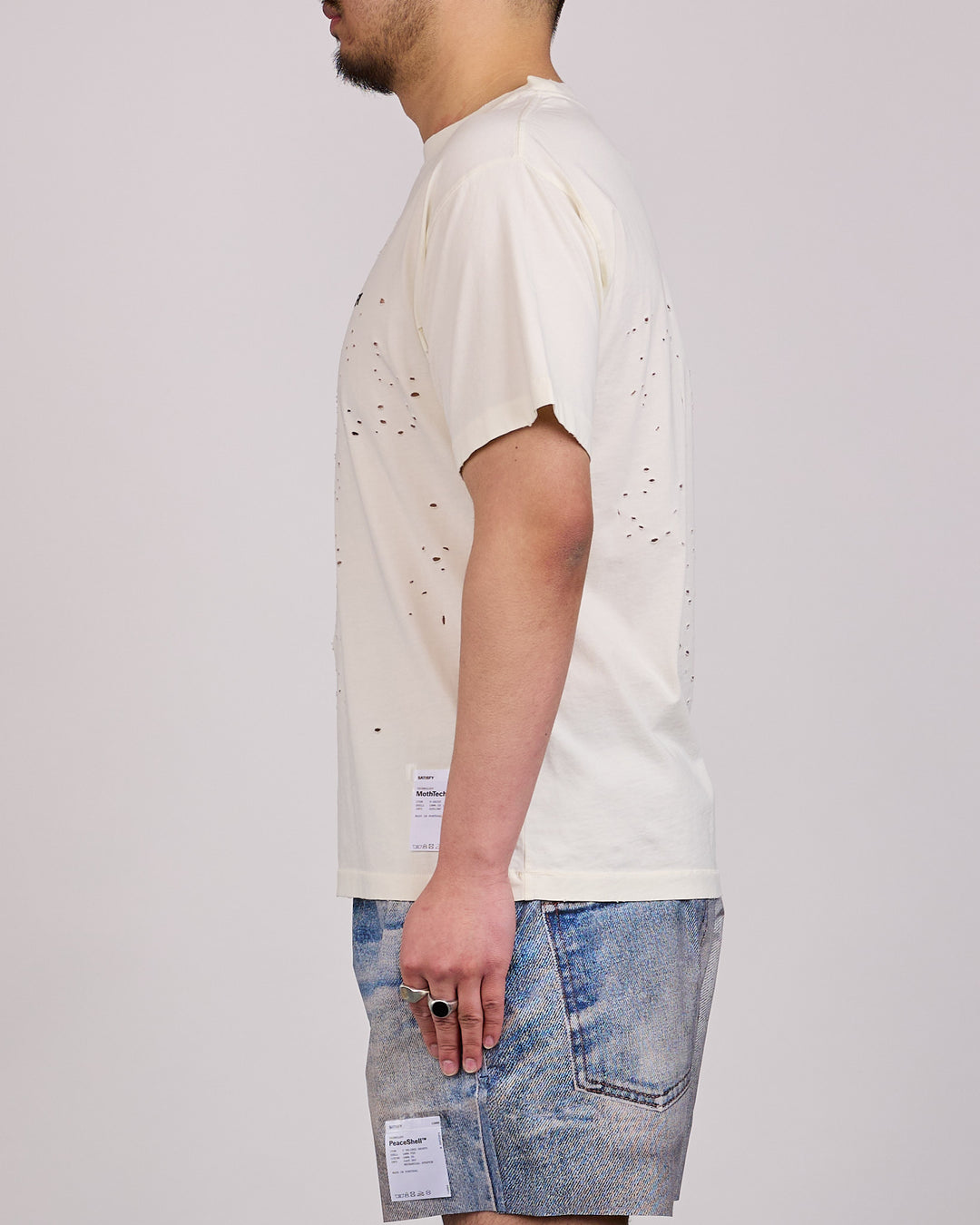 SATISFY MothTech Small Logo T-Shirt Aged Ecru