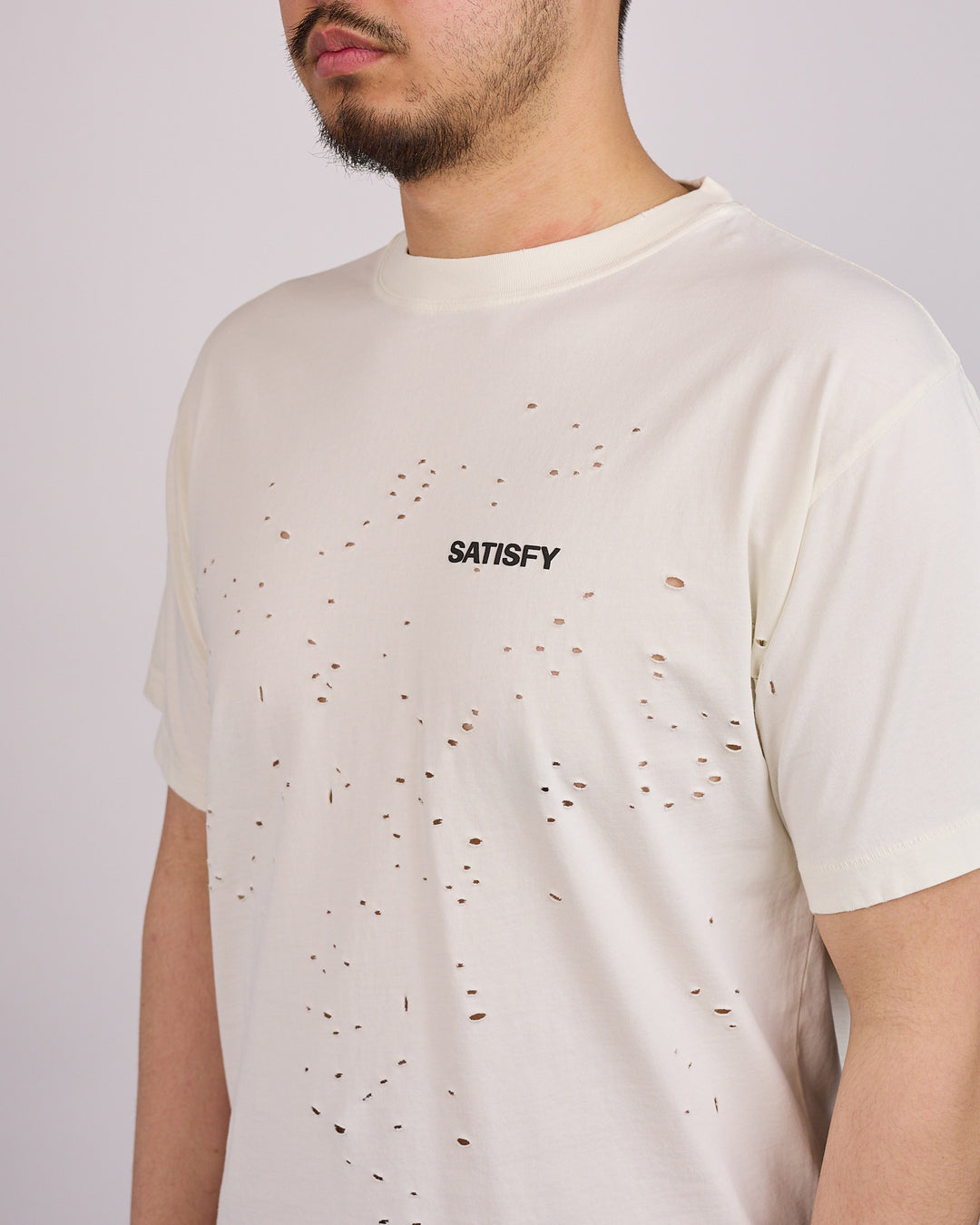 SATISFY MothTech Small Logo T-Shirt Aged Ecru